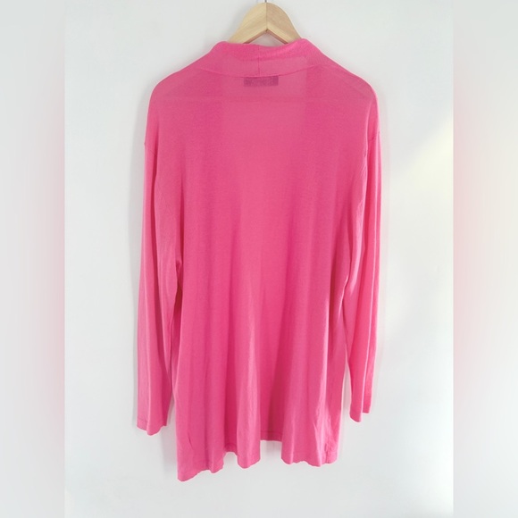 Magaschoni New York Pink Long Cardigan W/ Front Pockets Sz X-Large - Picture 4 of 5
